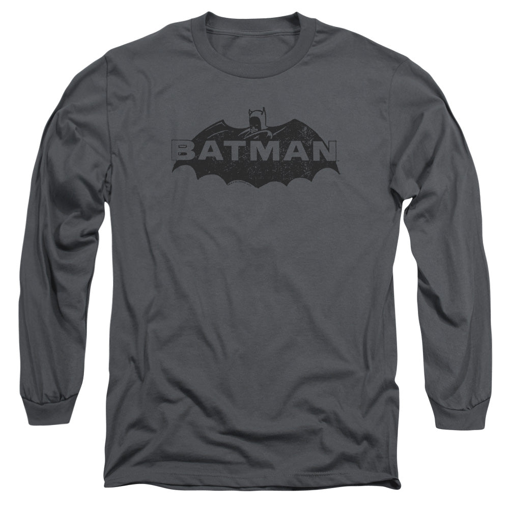 BATMAN/NEWSPRINT LOGO - L/S ADULT 18/1 - CHARCOAL
