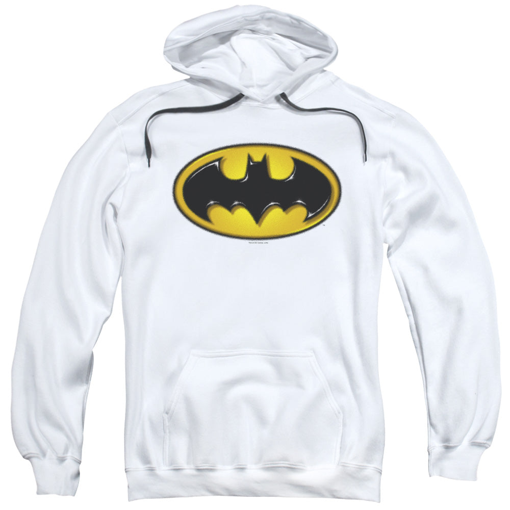BATMAN/AIRBRUSH BAT SYMBOL - ADULT PULLOVER HOODIE - WHITE