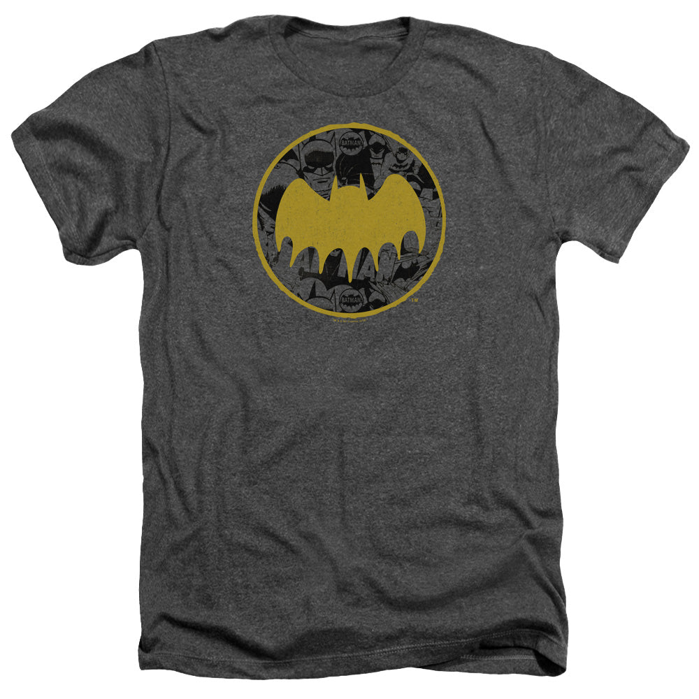 BATMAN/VINTAGE SYMBOL COLLAGE - ADULT HEATHER - CHARCOAL
