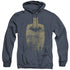 BATMAN/GOLD SILHOUETTE - ADULT HEATHER HOODIE - NAVY