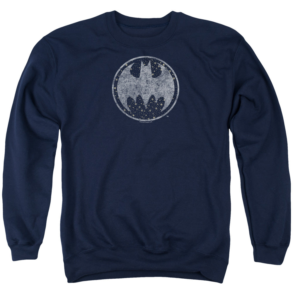 BATMAN/STARRY NIGHT SHIELD - ADULT CREWNECK SWEATSHIRT - NAVY