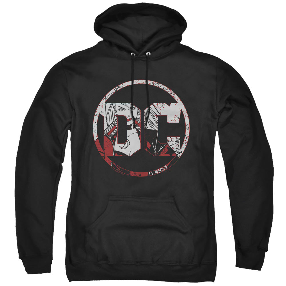BATMAN/DC LOGO HARLEY - ADULT PULLOVER HOODIE - BLACK