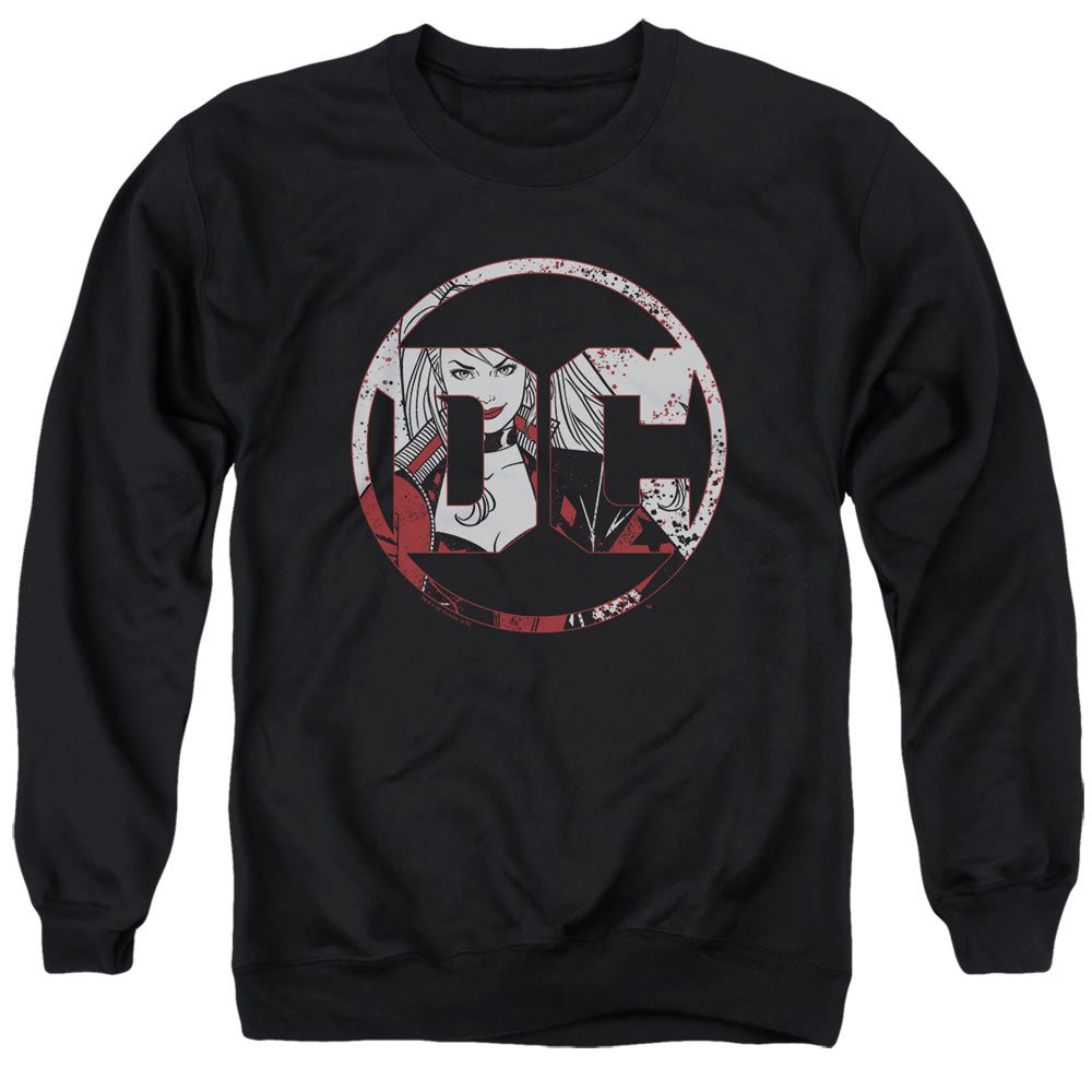 BATMAN/DC LOGO HARLEY - ADULT CREWNECK SWEATSHIRT - BLACK
