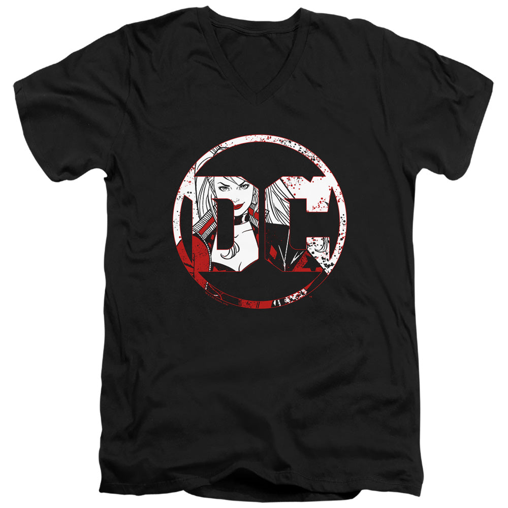 BATMAN/DC LOGO HARLEY - S/S ADULT V-NECK 30/1 - BLACK