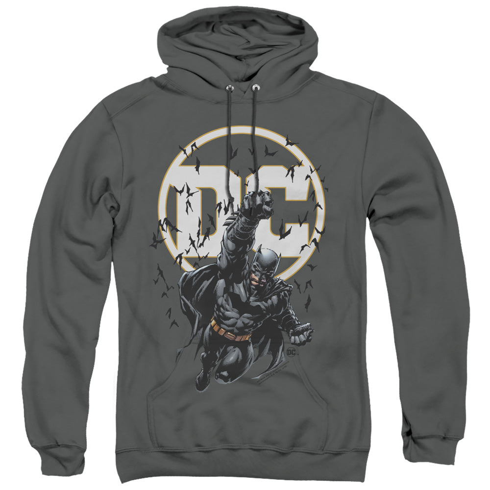 BATMAN/BATMAN DC - ADULT PULLOVER HOODIE - CHARCOAL