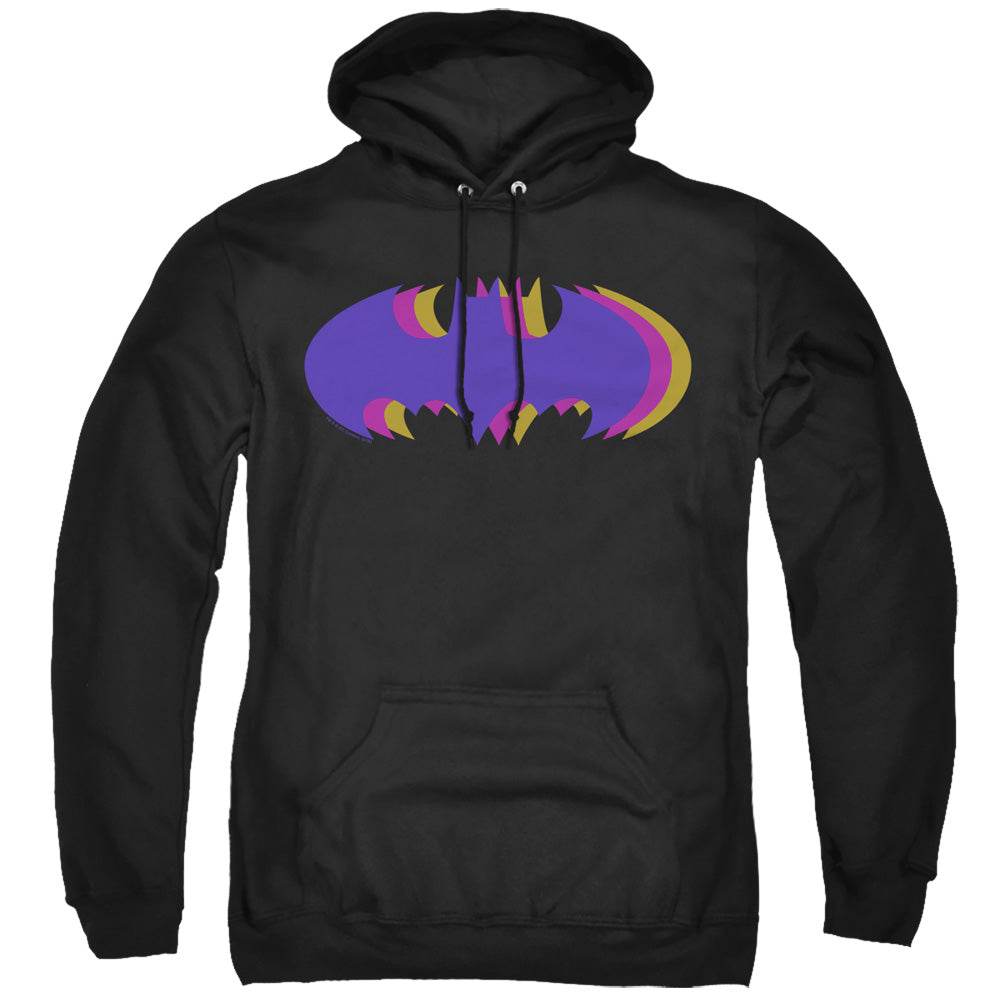 BATMAN/TRI COLORED SYMBOL - ADULT PULLOVER HOODIE - BLACK