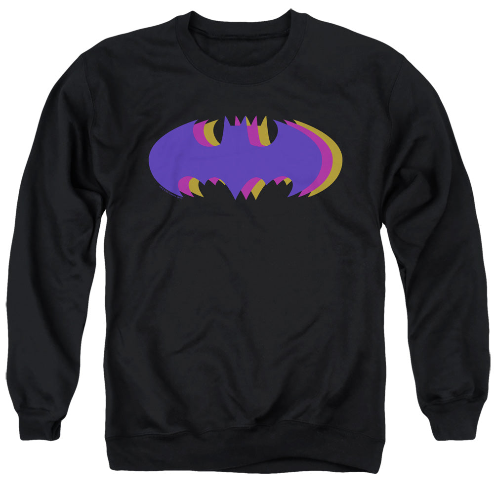 BATMAN/TRI COLORED SYMBOL - ADULT CREWNECK SWEATSHIRT - BLACK
