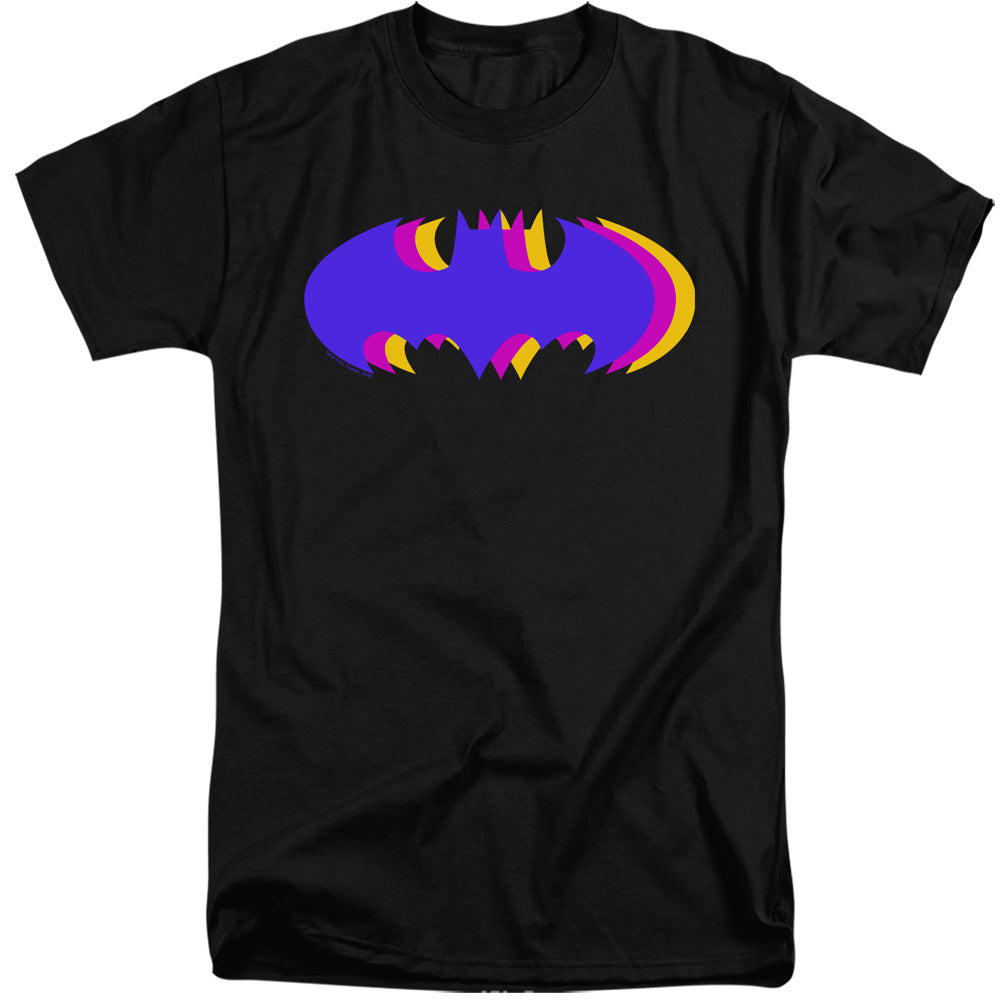 BATMAN/TRI COLORED SYMBOL - S/S ADULT TALL 18/1 - BLACK