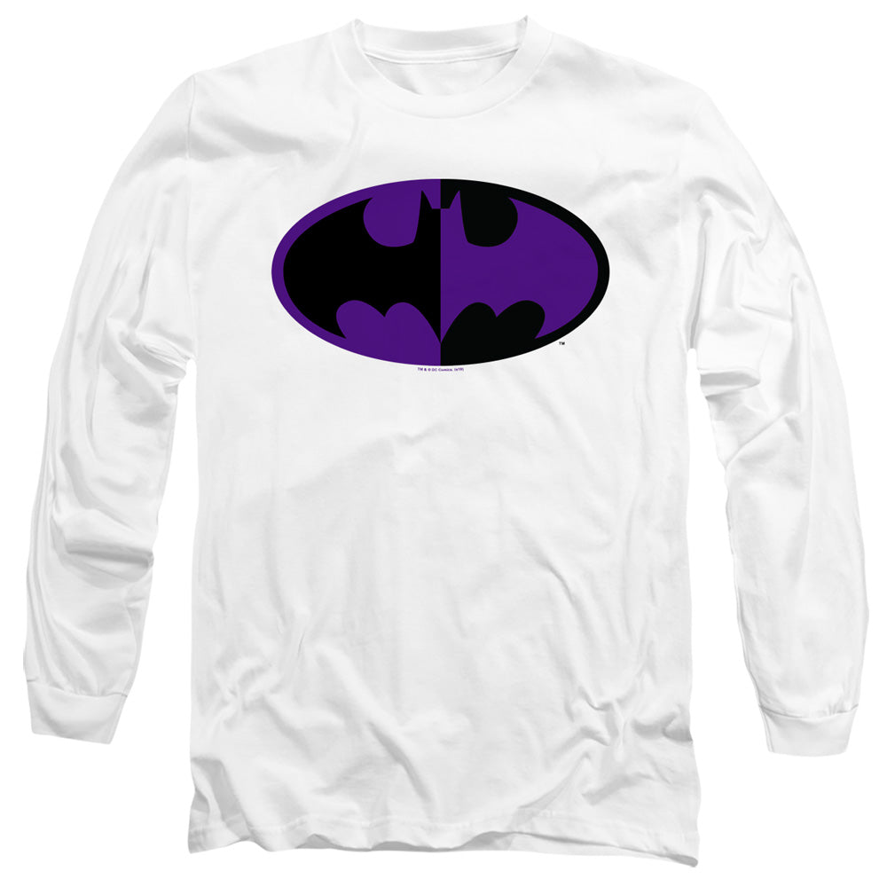 BATMAN/SPLIT SYMBOL - L/S ADULT 18/1 - WHITE