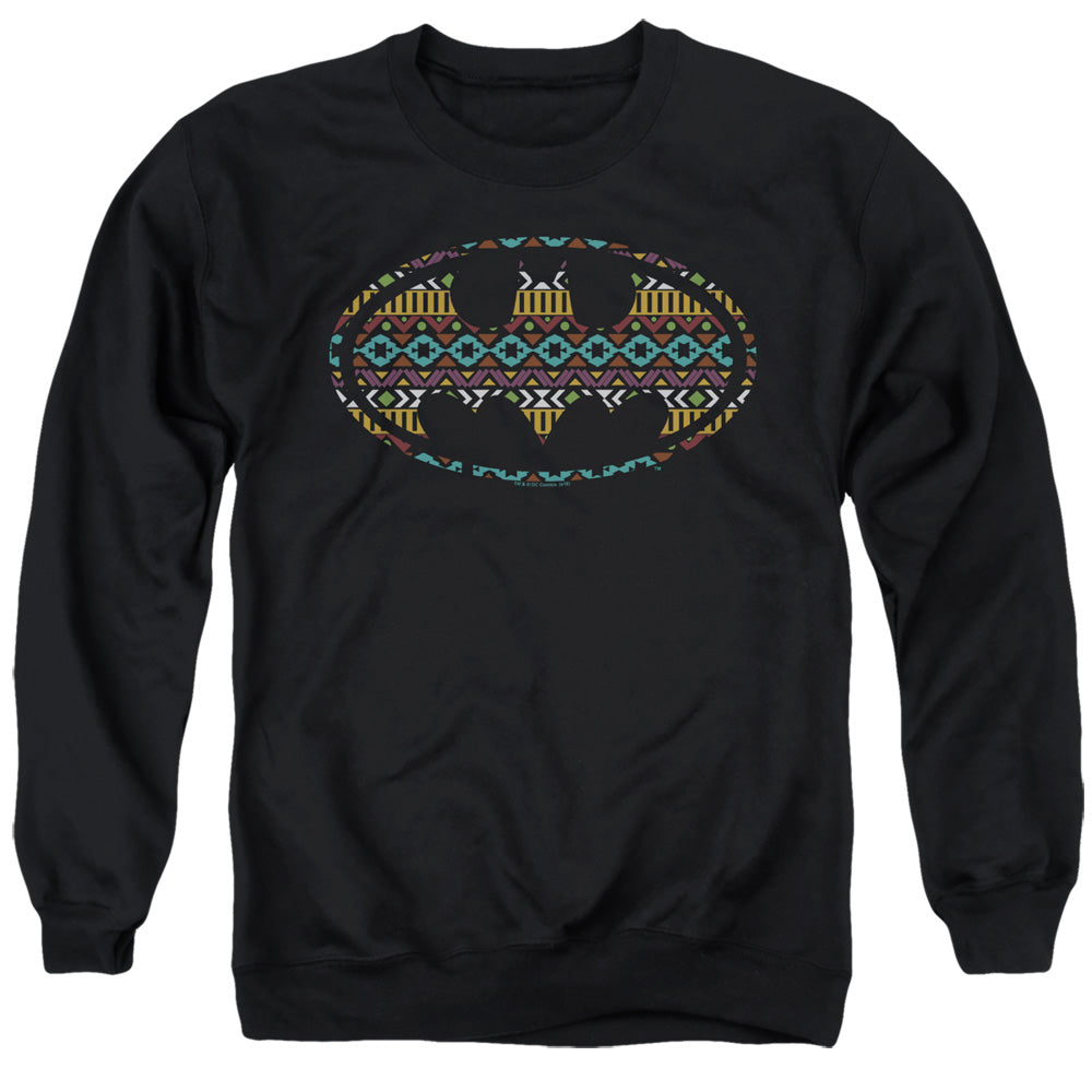 BATMAN/AZTEC FILL - ADULT CREWNECK SWEATSHIRT - BLACK