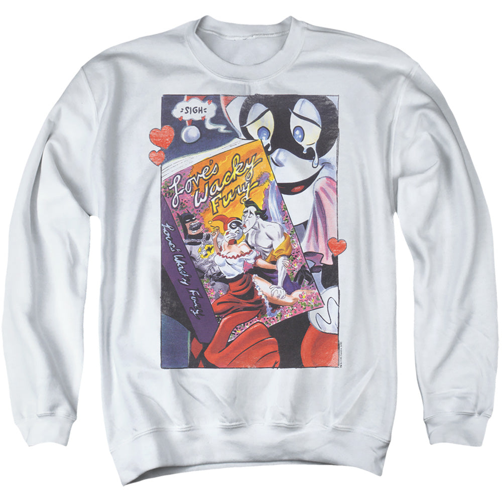 BATMAN/LOVES WACKY FURY - ADULT CREWNECK SWEATSHIRT - WHITE