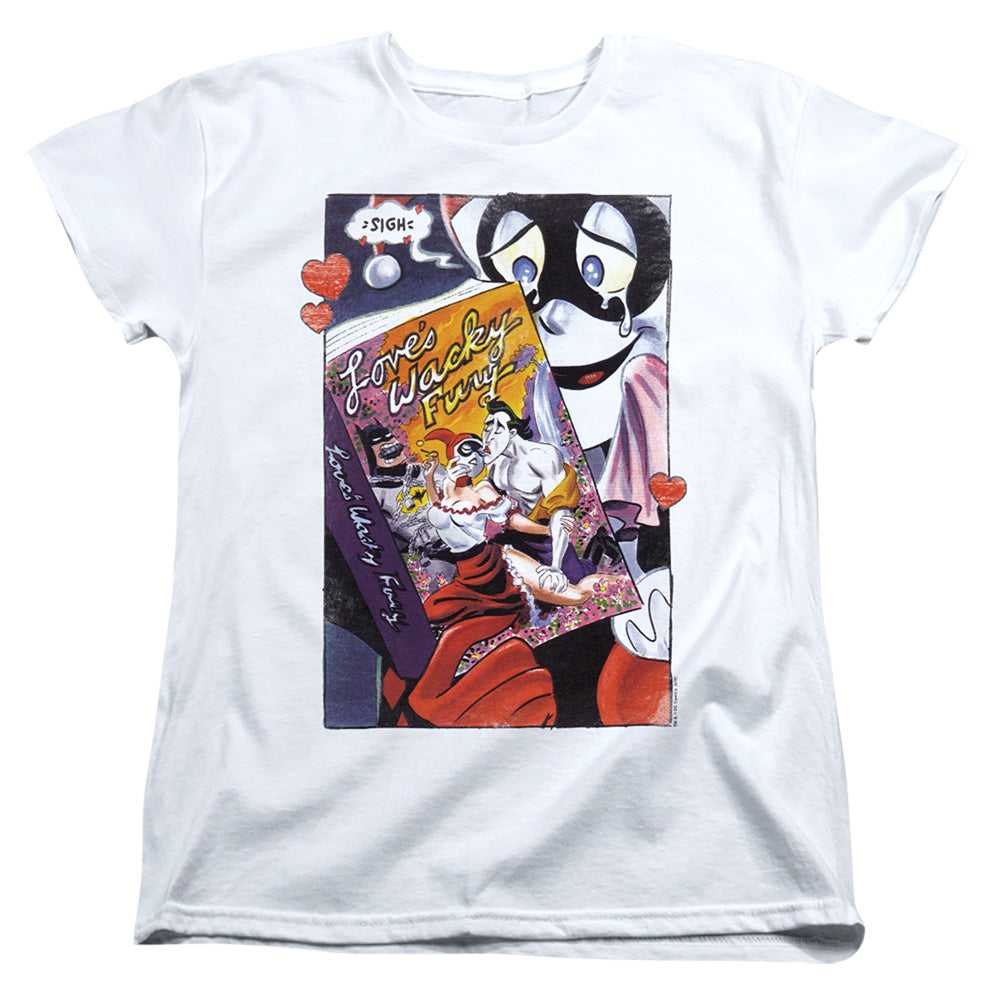 BATMAN/LOVES WACKY FURY - S/S WOMENS TEE - WHITE