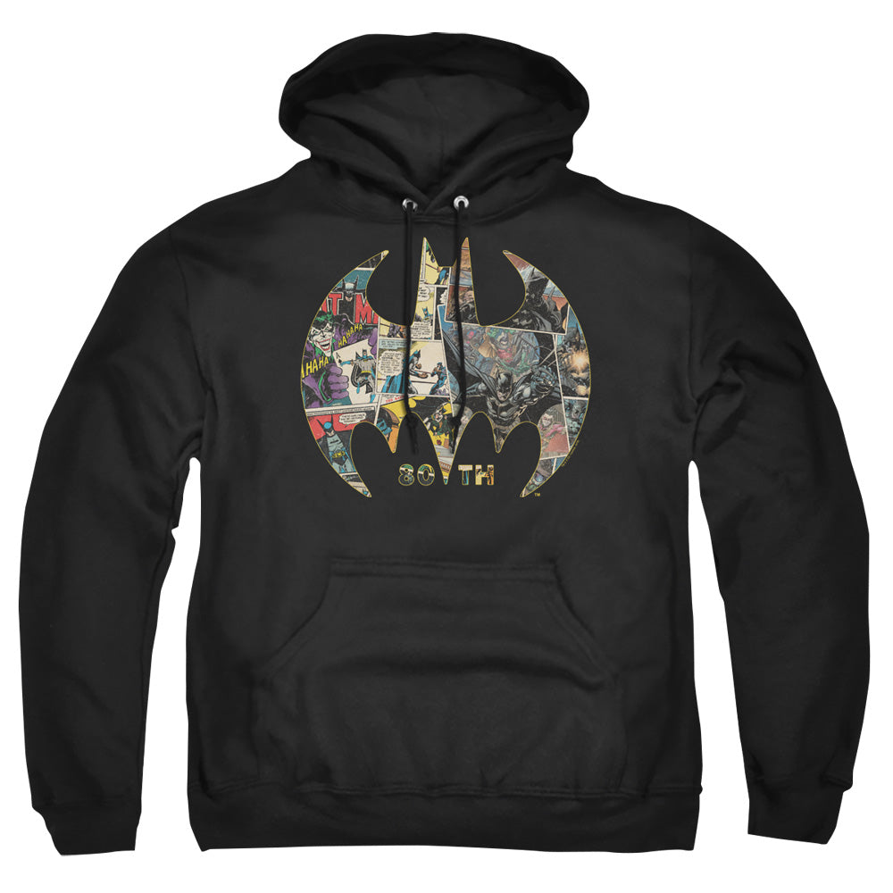 BATMAN/80TH SHIELD - ADULT PULLOVER HOODIE - BLACK