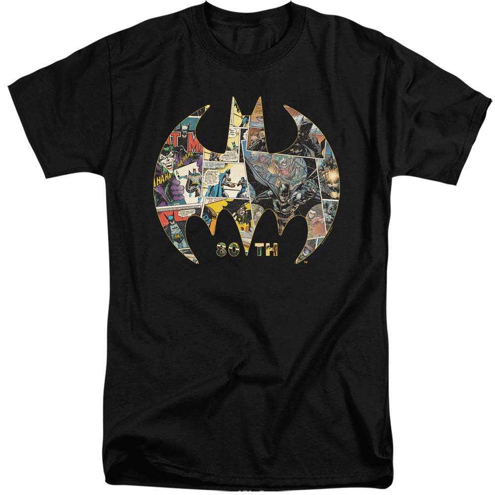 BATMAN/80TH SHIELD - S/S ADULT TALL 18/1 - BLACK