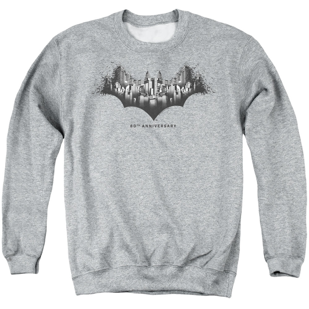 BATMAN/GOTHAM SHIELD - ADULT CREWNECK SWEATSHIRT - ATHLETIC HEATHER