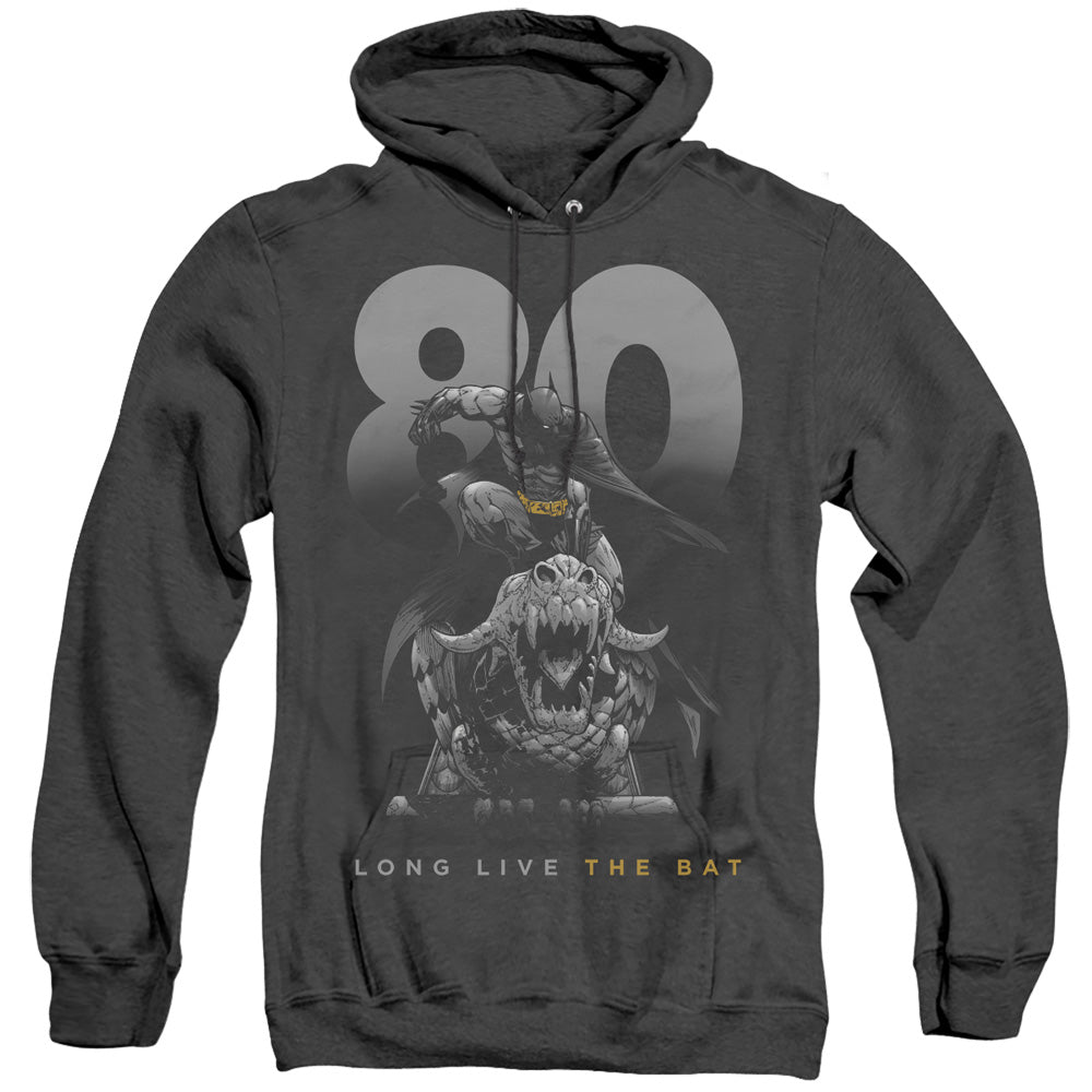 BATMAN/BIG 80 - ADULT HEATHER HOODIE - BLACK
