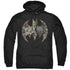 BATMAN/COLLAGE SHIELD - ADULT PULLOVER HOODIE - BLACK