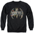 BATMAN/COLLAGE SHIELD - ADULT CREWNECK SWEATSHIRT - BLACK