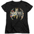 BATMAN/COLLAGE SHIELD - S/S WOMENS TEE - BLACK