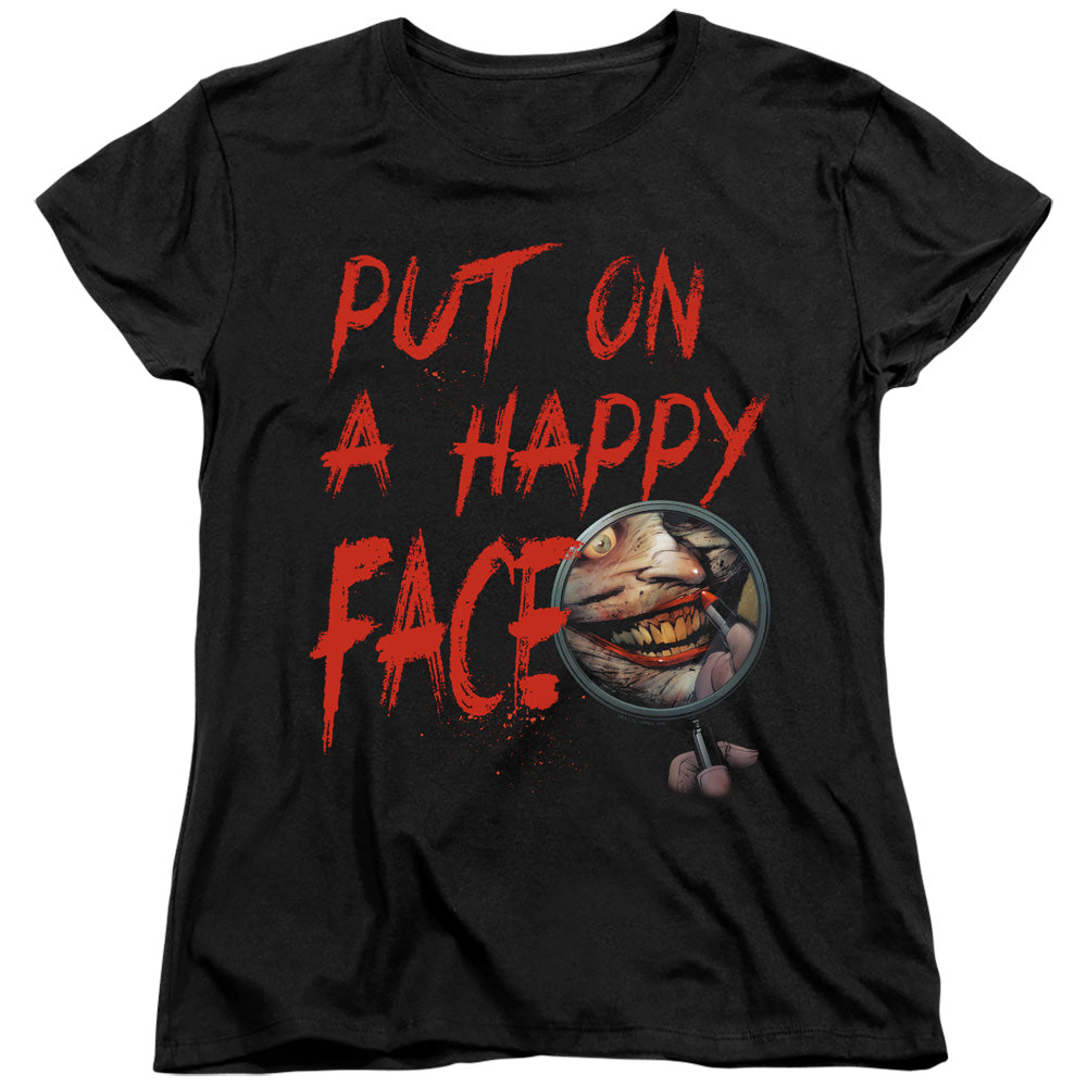 BATMAN/HAPPY FACE - S/S WOMENS TEE - BLACK