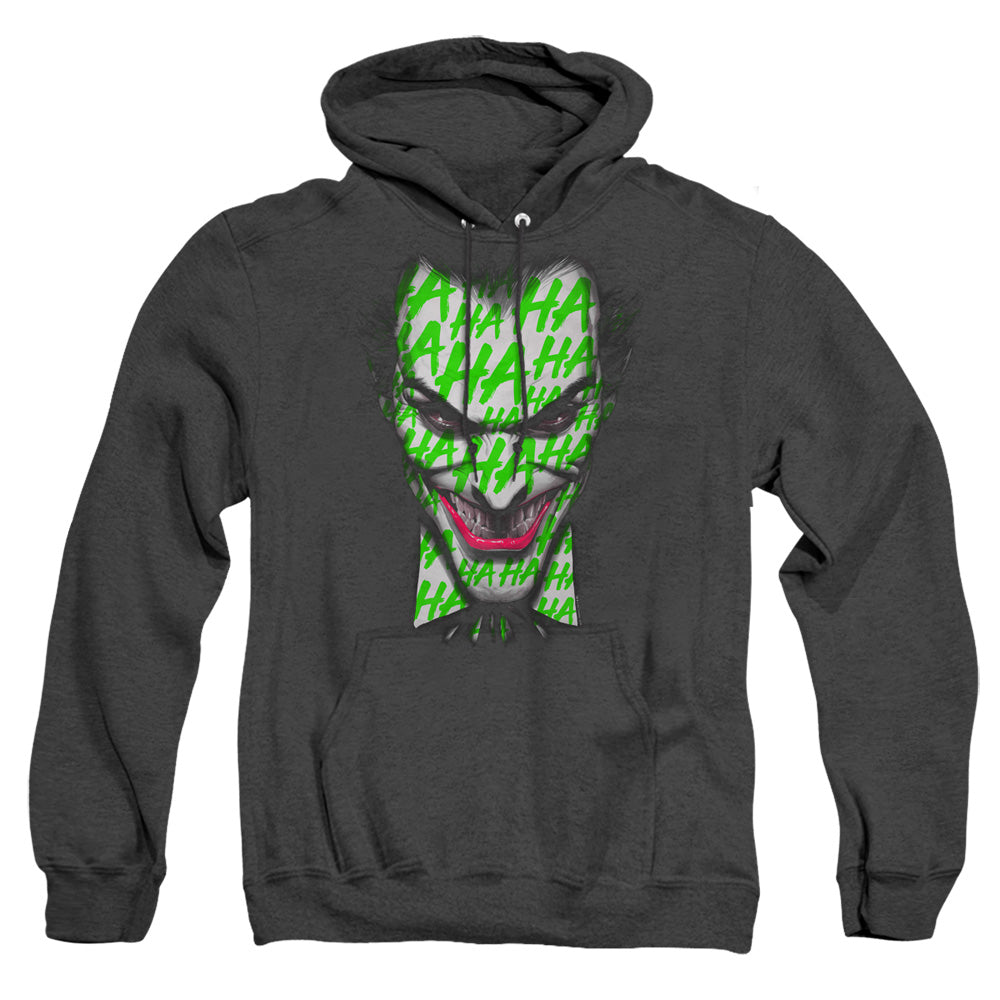 BATMAN/HA HA SMILE - ADULT HEATHER HOODIE - BLACK