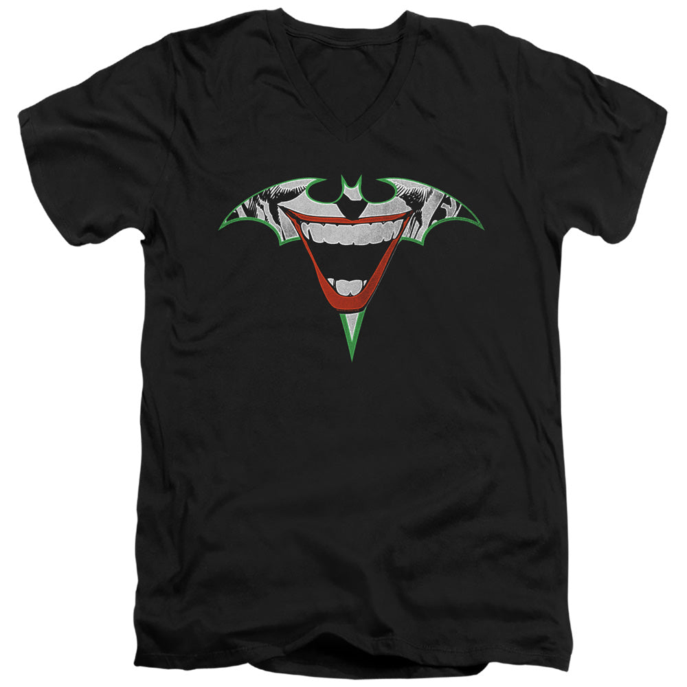 BATMAN/JOKER BAT LOGO - S/S ADULT V-NECK 30/1 - BLACK