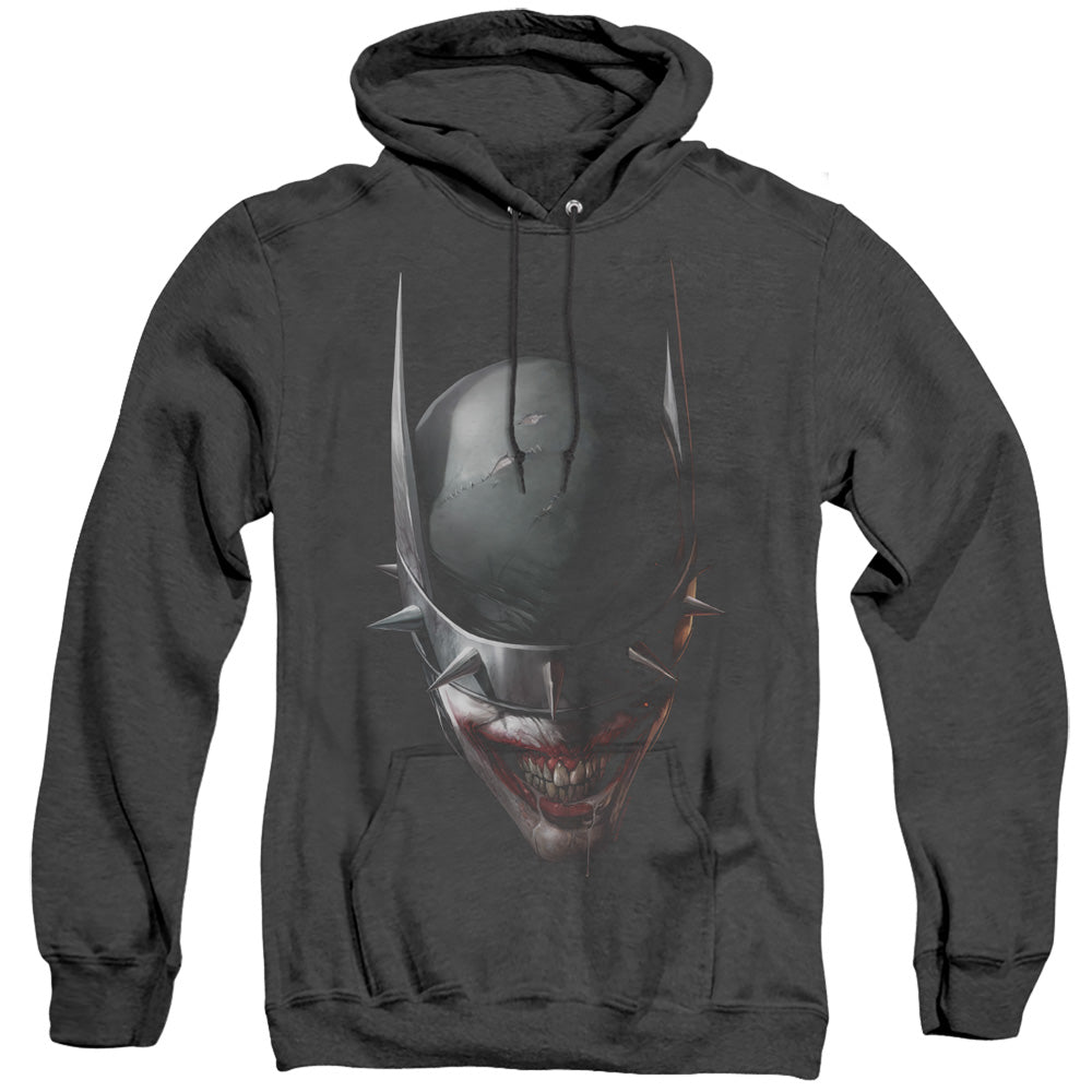BATMAN/BATMAN WHO LAUGHS HEAD - ADULT HEATHER HOODIE - BLACK