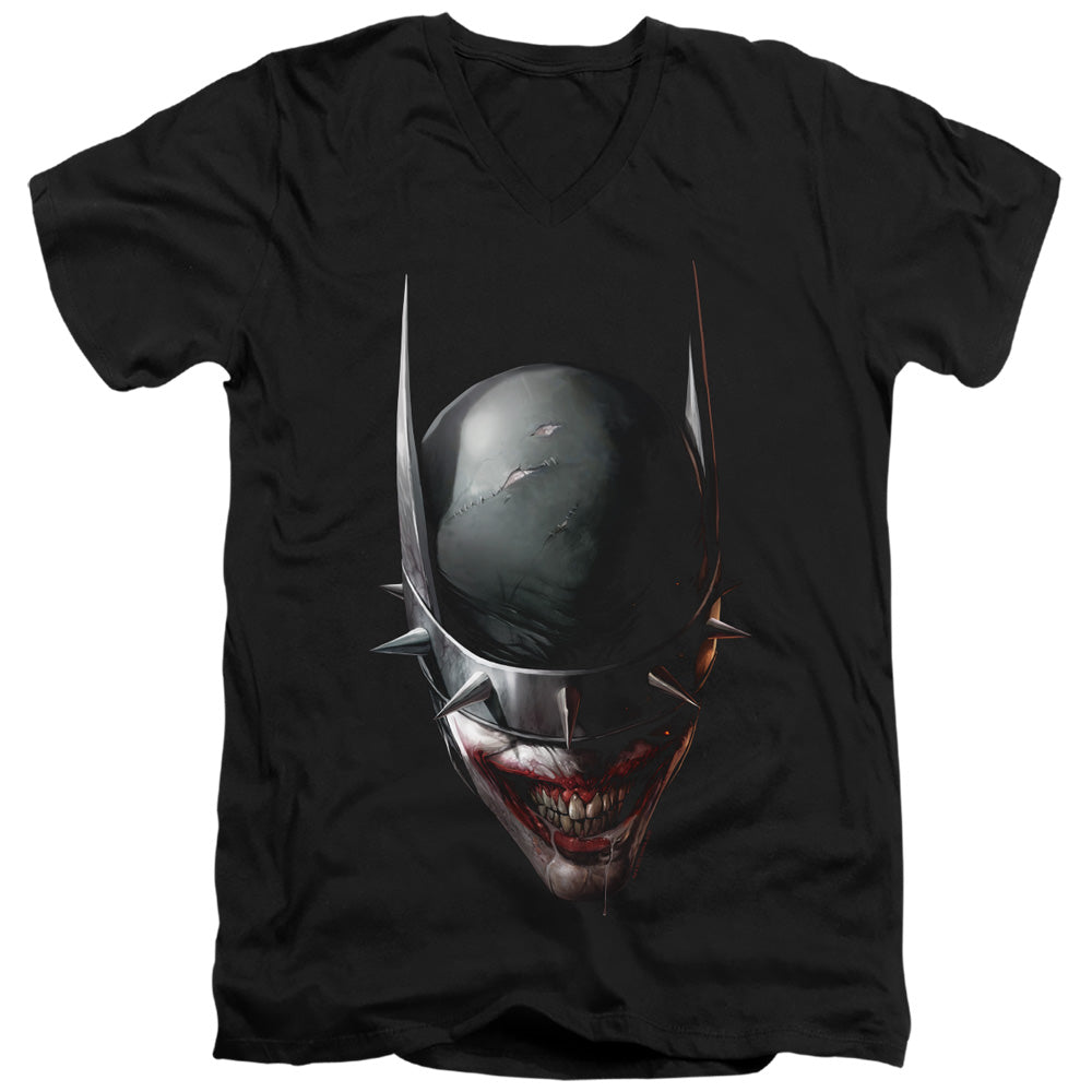 BATMAN/BATMAN WHO LAUGHS HEAD - S/S ADULT V-NECK 30/1 - BLACK