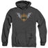 BATMAN/BAT WINGS LOGO - ADULT HEATHER HOODIE - BLACK