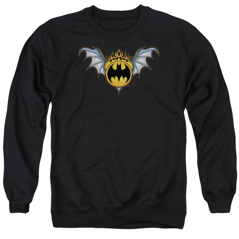 BATMAN/BAT WINGS LOGO - ADULT CREWNECK SWEATSHIRT - BLACK