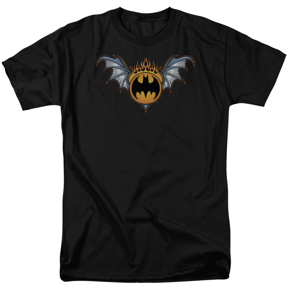 BATMAN/BAT WINGS LOGO - S/S ADULT 18/1 - BLACK