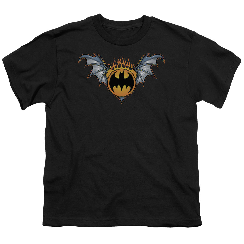 BATMAN/BAT WINGS LOGO - S/S YOUTH 18/1 - BLACK