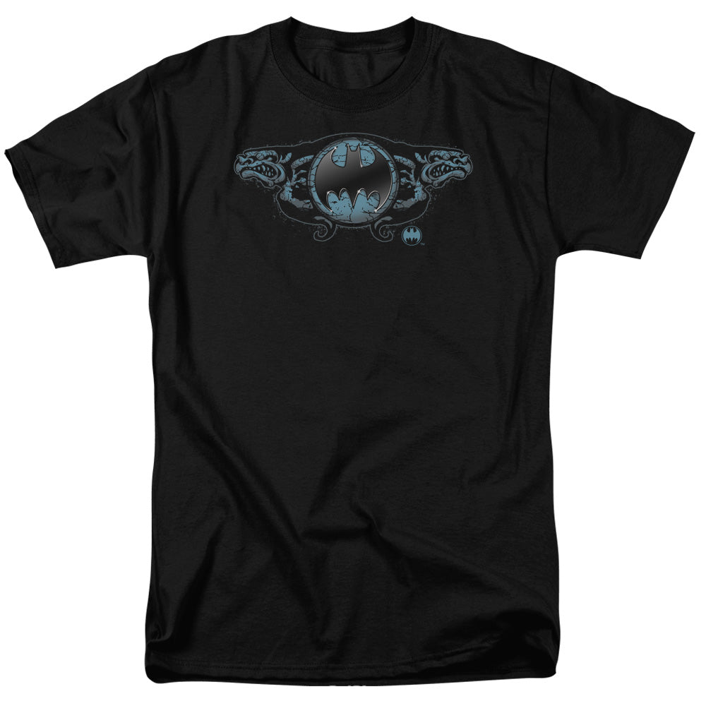 BATMAN/TWO GARGOYLES LOGO - S/S ADULT 18/1 - BLACK
