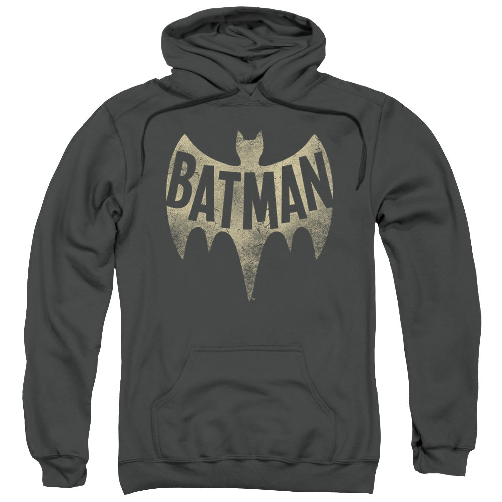 BATMAN CLASSIC TV/VINTAGE LOGO - ADULT PULLOVER HOODIE - CHARCOAL
