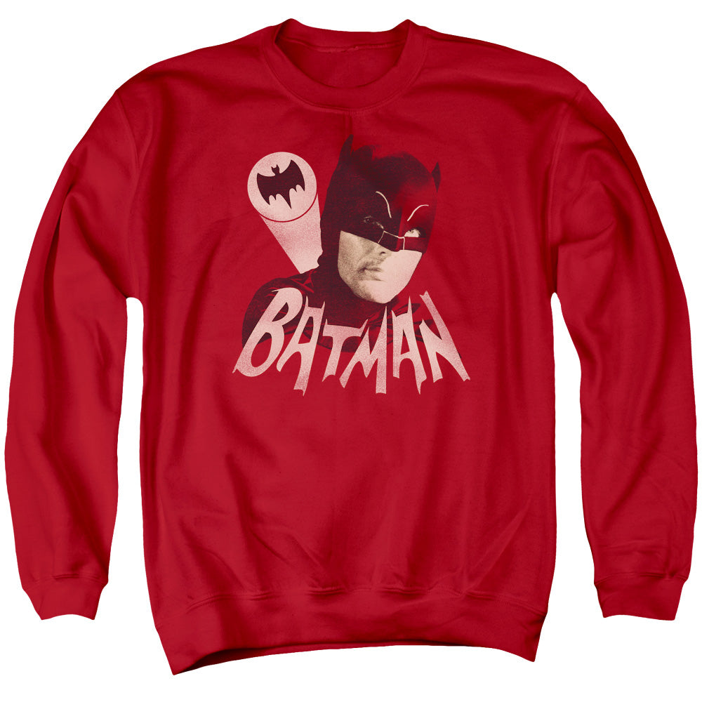 BATMAN CLASSIC TV/BAT SIGNAL - ADULT CREWNECK SWEATSHIRT - RED