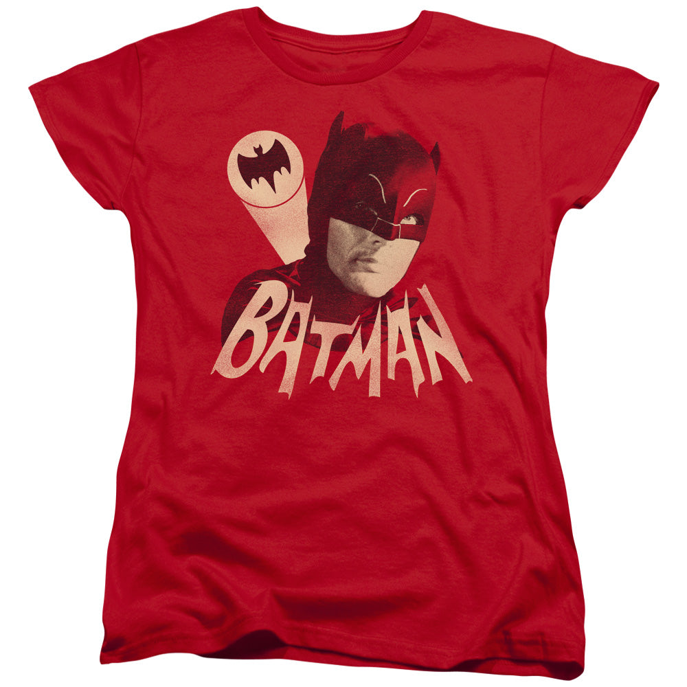 BATMAN CLASSIC TV/BAT SIGNAL - S/S WOMENS TEE - RED