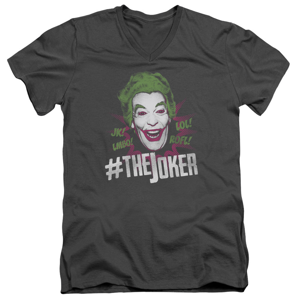 BATMAN CLASSIC TV/#JOKER - S/S ADULT V-NECK 30/1 - CHARCOAL