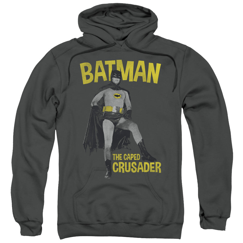 BATMAN CLASSIC TV/CAPED CRUSADER - ADULT PULLOVER HOODIE - CHARCOAL