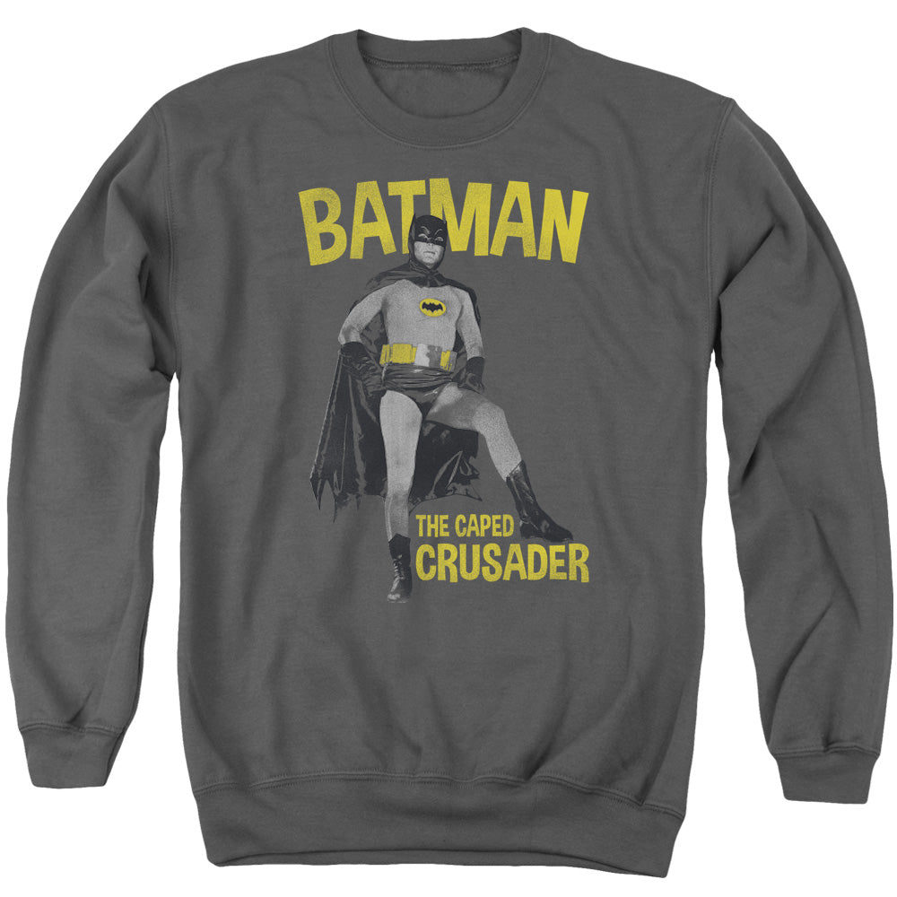 BATMAN CLASSIC TV/CAPED CRUSADER - ADULT CREWNECK SWEATSHIRT - CHARCOAL