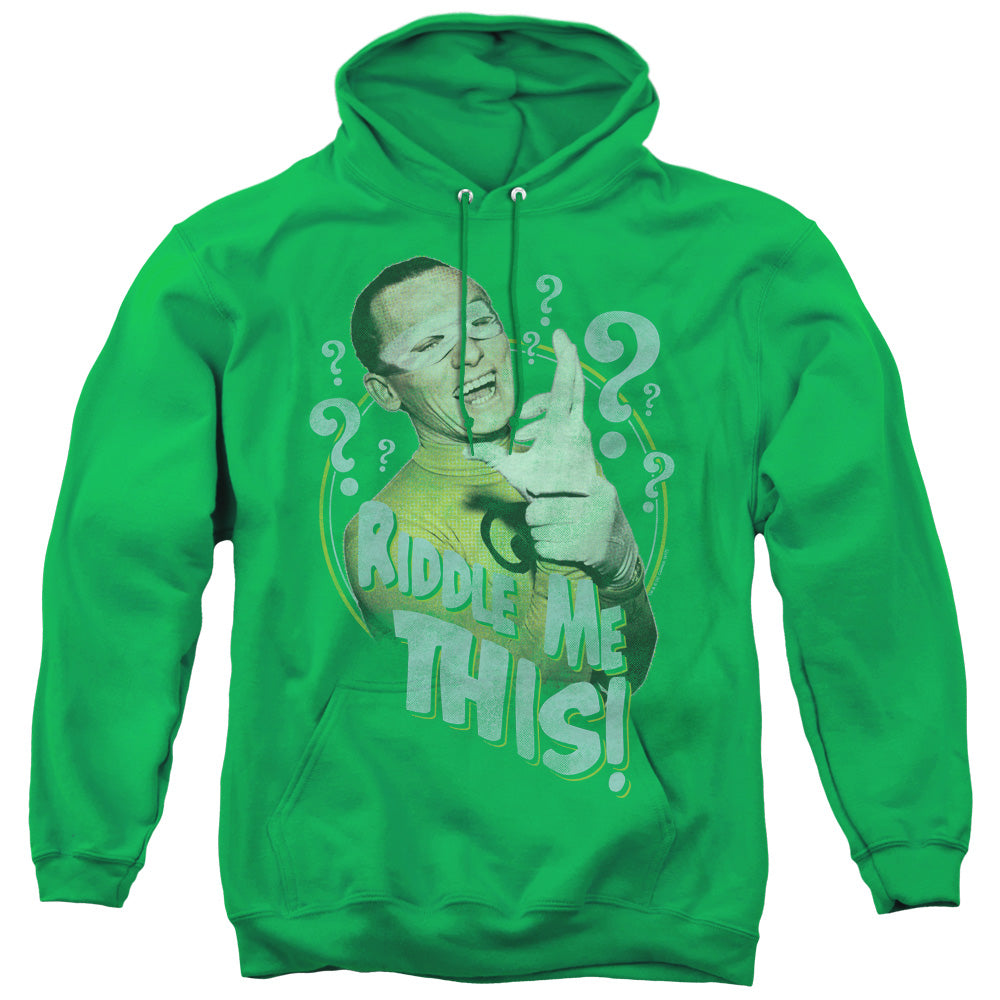 BATMAN CLASSIC TV/RIDDLE ME THIS - ADULT PULLOVER HOODIE - KELLY GREEN