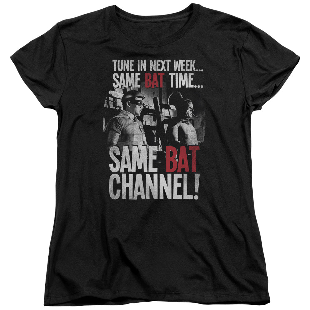 BATMAN CLASSIC TV/BAT CHANNEL - S/S WOMENS TEE - BLACK