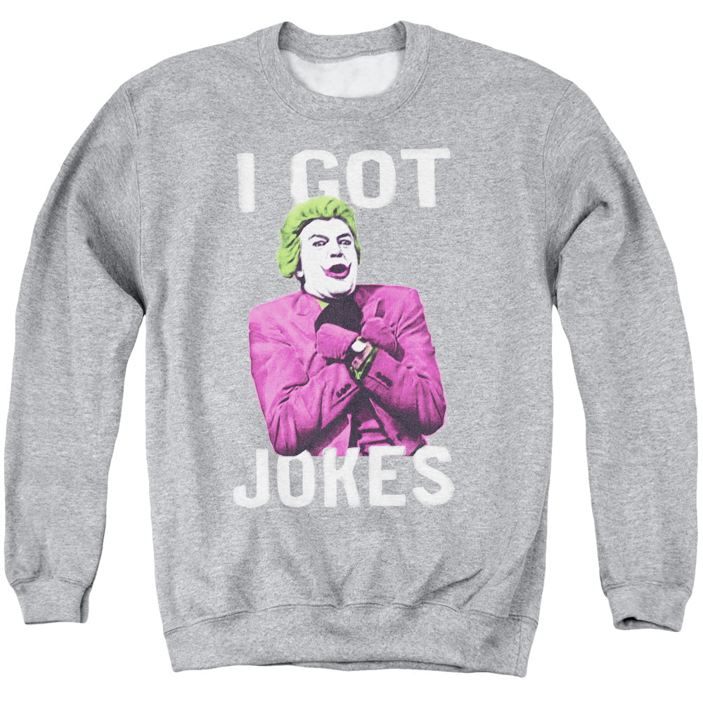 BATMAN CLASSIC TV/GOT JOKES - ADULT CREWNECK SWEATSHIRT - ATHLETIC HEATHER