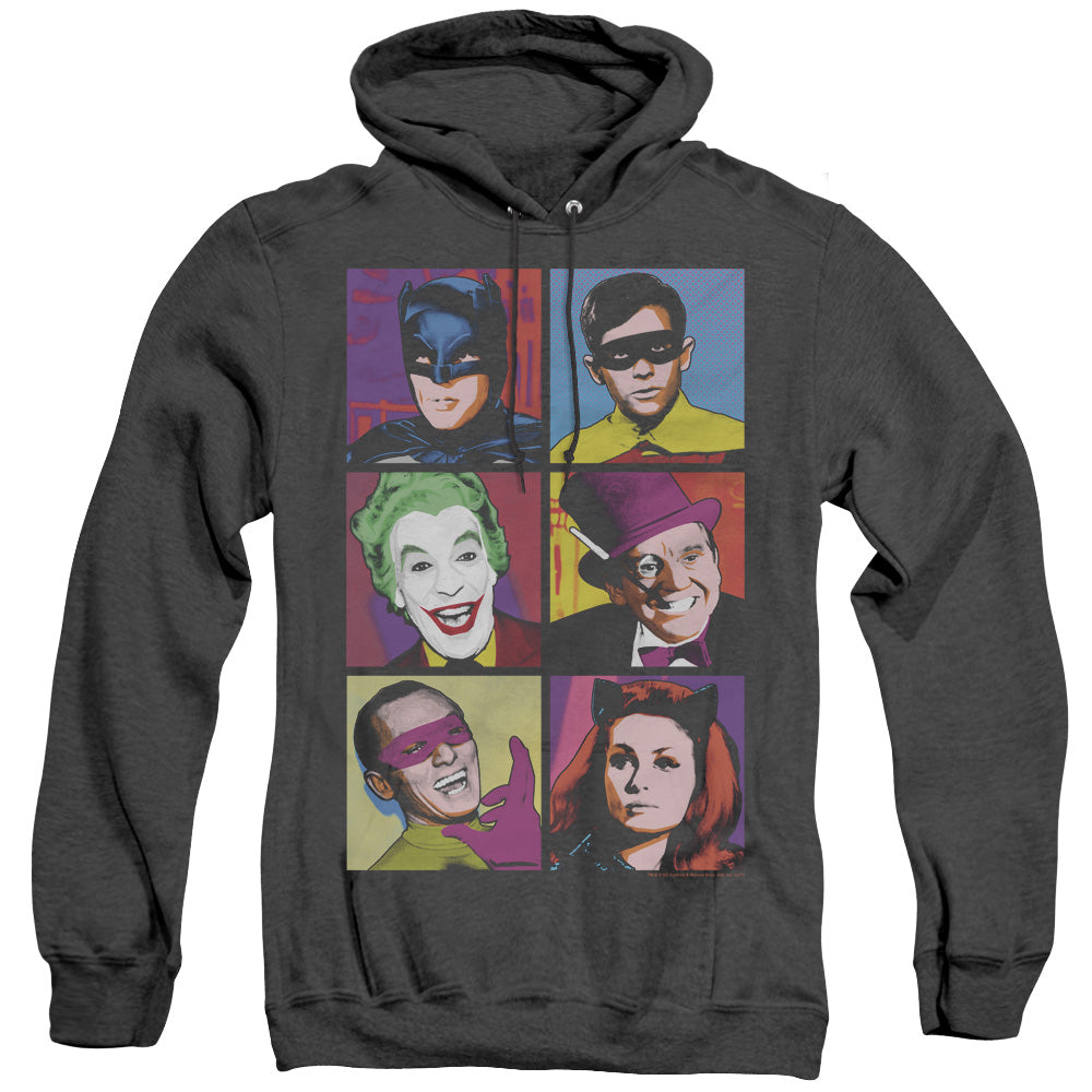 BATMAN CLASSIC TV/POP CAST - ADULT HEATHER HOODIE - BLACK