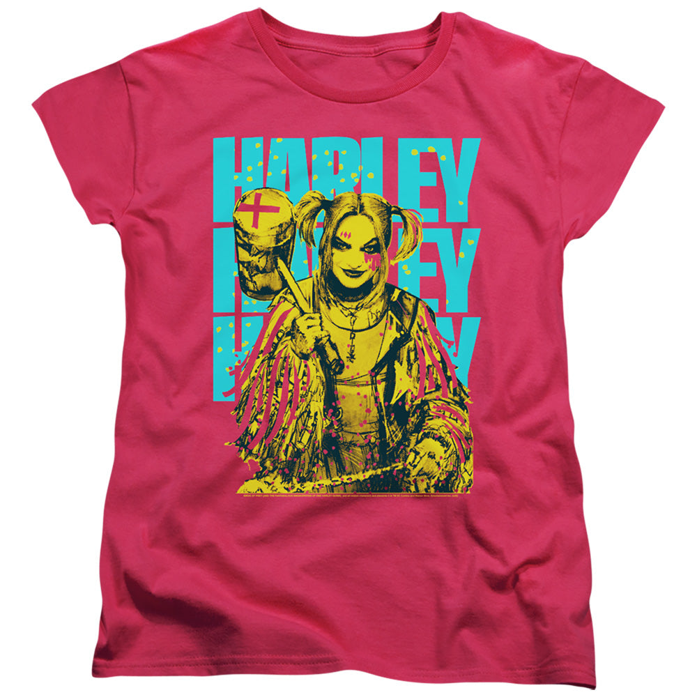 BIRDS OF PREY/HARLEY PAINTED - S/S WOMENS TEE - HOT PINK