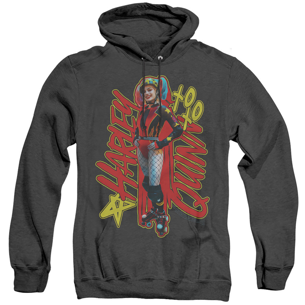 BIRDS OF PREY/HARLEYMANIA - ADULT HEATHER HOODIE - BLACK