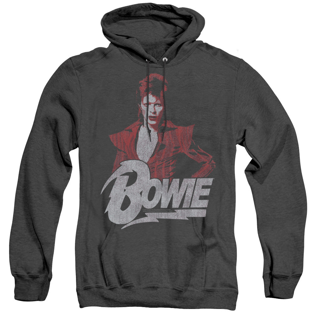 DAVID BOWIE/DIAMOND DAVID - ADULT HEATHER HOODIE - BLACK