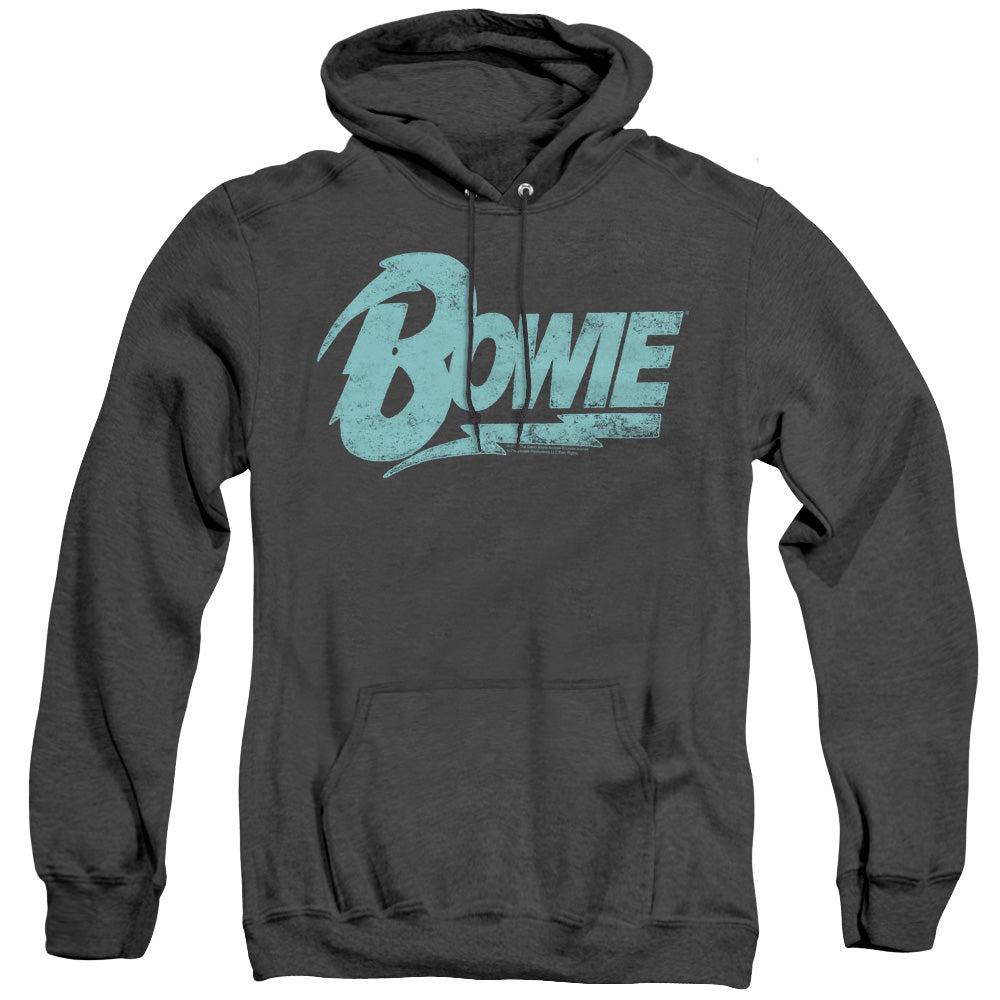 DAVID BOWIE/LOGO - ADULT HEATHER HOODIE - BLACK