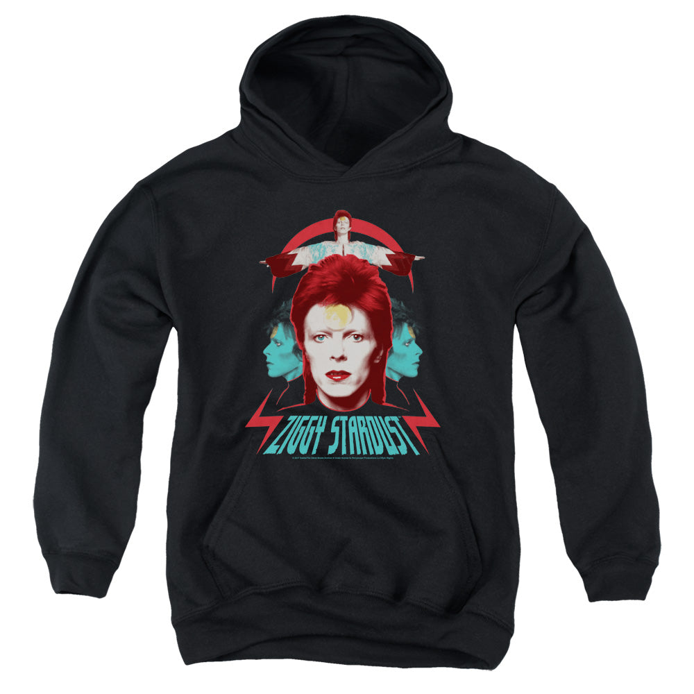 DAVID BOWIE/ZIGGY HEADS - YOUTH PULLOVER HOODIE - BLACK