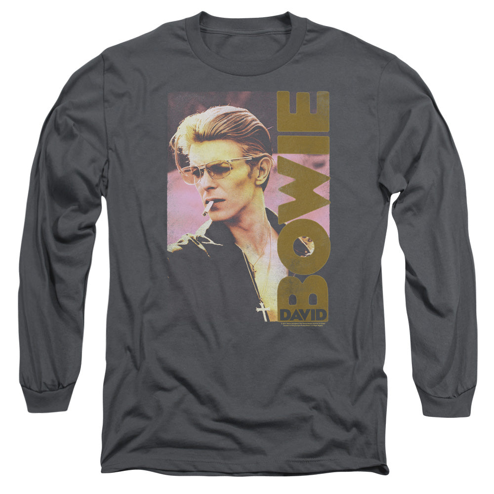 DAVID BOWIE/SMOKIN -  L/S ADULT 18/1  - CHARCOAL
