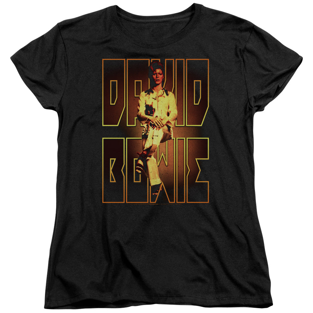 DAVID BOWIE/PERCHED - S/S WOMENS TEE - BLACK
